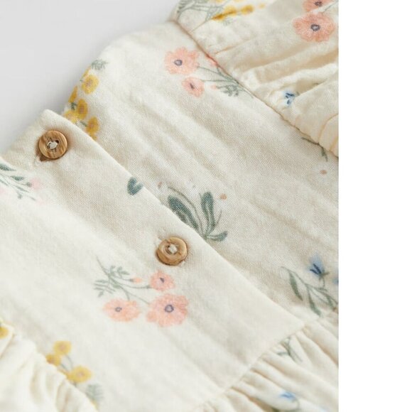 H&M 2-piece Patterned Muslin Set Cream Floral Baby 9-12M - Picture 2 of 8